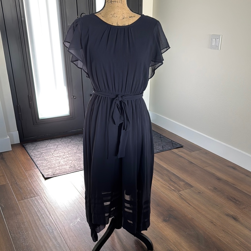 Ann Taylor Blue Pleated Tie Front